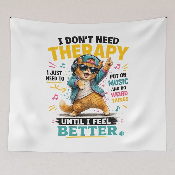 Item preview, Dancing Cat Music Therapy Quote designed and sold by yasmh.