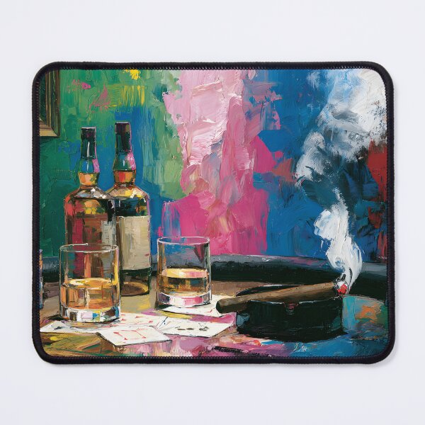 Item preview, All In After Midnight - Whiskey Cigars and Poker Chips Amid a Storm of Vibrant Color designed and sold by OlfactoART Studio.