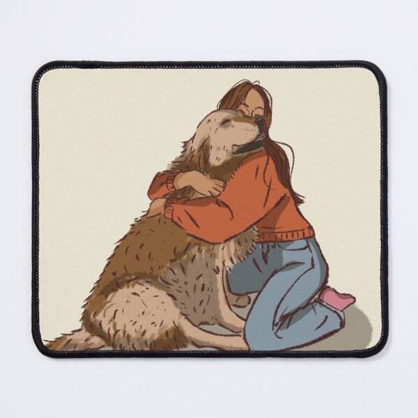 Item preview, Woman in a orange shirt hugging her cute dog  designed and sold by Hessah-HA.
