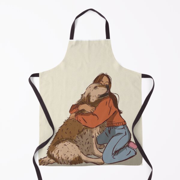 Item preview, Woman in a orange shirt hugging her cute dog  designed and sold by Hessah-HA.