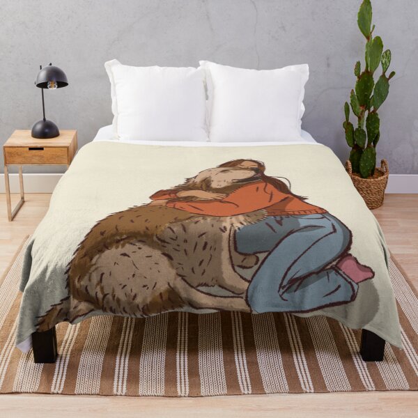 Item preview, Woman in a orange shirt hugging her cute dog  designed and sold by Hessah-HA.