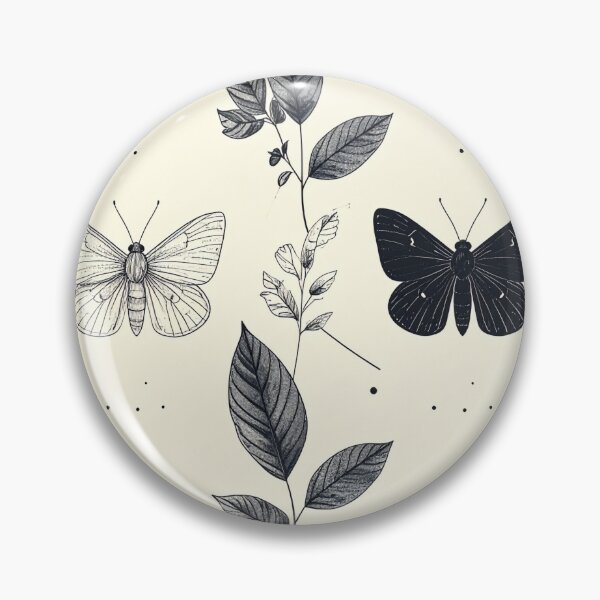 Item preview, Minimal Black White Moth Botanical Seamless Pattern designed and sold by Grainwork.