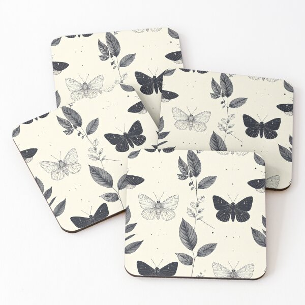 Item preview, Minimal Black White Moth Botanical Seamless Pattern designed and sold by Grainwork.