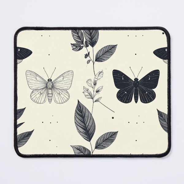 Item preview, Minimal Black White Moth Botanical Seamless Pattern designed and sold by Grainwork.