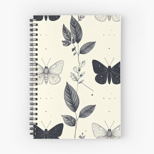 Item preview, Minimal Black White Moth Botanical Seamless Pattern designed and sold by Grainwork.