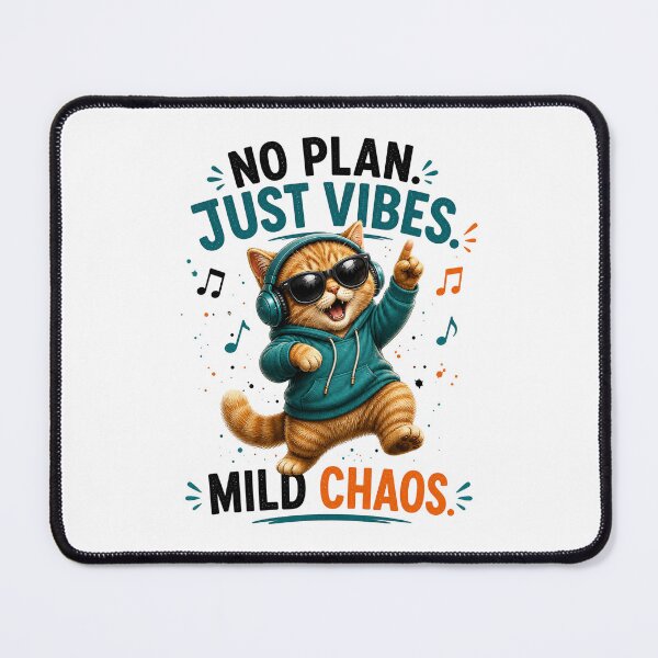 Item preview, No Plan Just Vibes Music Cat designed and sold by yasmh.