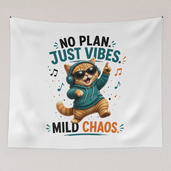 Item preview, No Plan Just Vibes Music Cat designed and sold by yasmh.