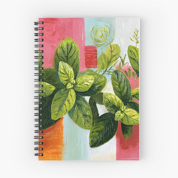 Item preview, Hojas de menta en colores modernos: energía botánica fresca entretejida en una audaz abstracción geométrica. designed and sold by OlfactoART Studio.