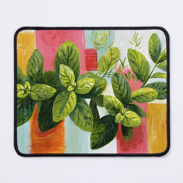 Item preview, Mint Leaves in Modern Color - Fresh Botanical Energy Woven Through Bold Geometric Abstraction designed and sold by OlfactoART Studio.