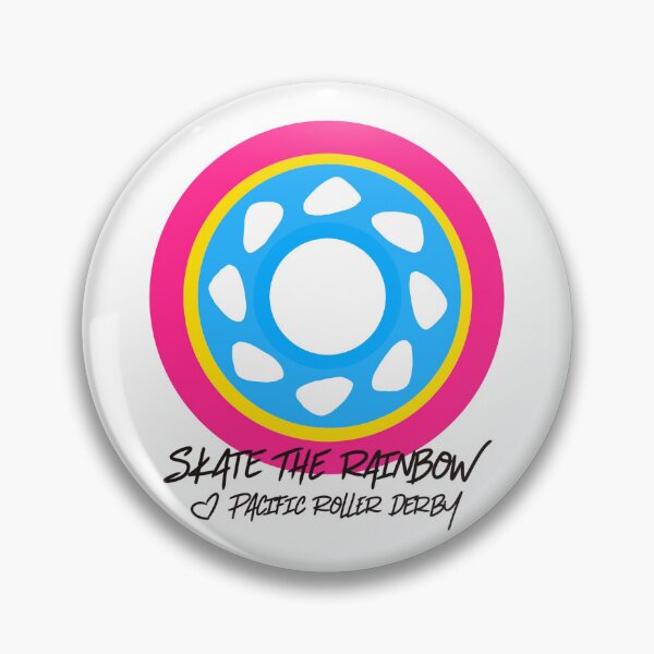 Aperçu de l'œuvre Roue de patin à roulettes drapeau pansexuel LGBT Pride créée et vendue par Pacific Roller Derby.