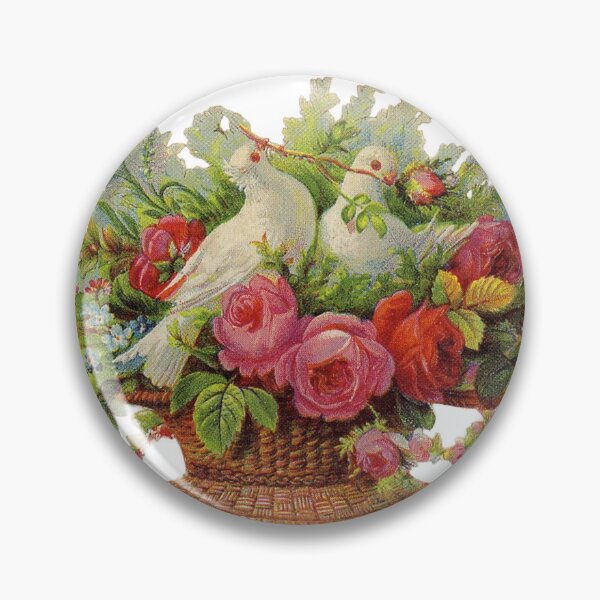 Item preview, victorian lover doves with roses & forgetmenots designed and sold by foxtailvintage.
