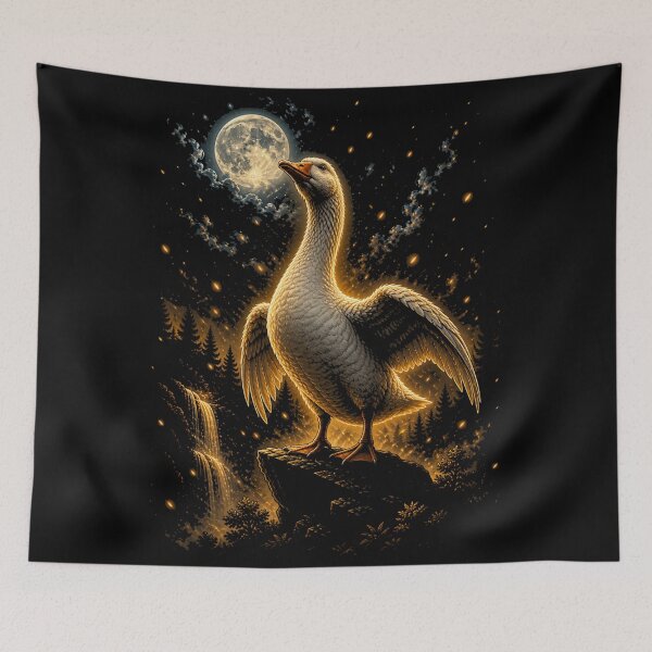 Item preview, Majestic Goose Under Moonlight | Dramatic Goose Art designed and sold by Syrupulse.