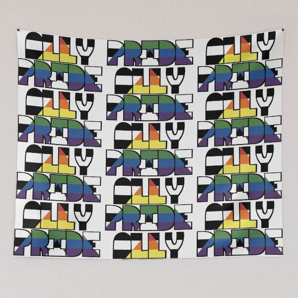 Item preview, Ally Pride Rainbow Flag Typography Art — LGBTQ Supporter Bold Letter Design for Pride Month designed and sold by RareSquareBearArts.