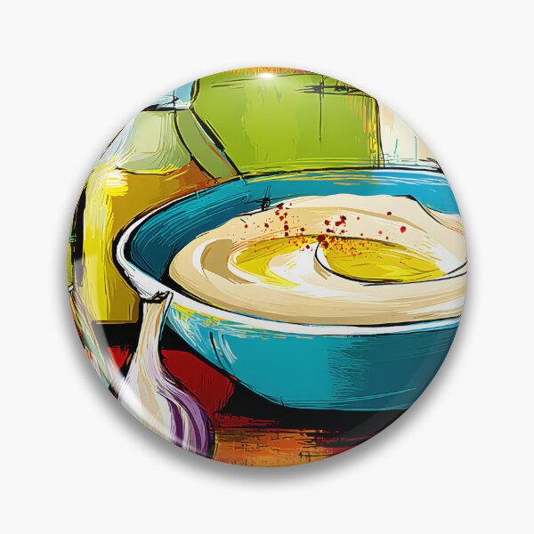 Item preview, Mediterranean Feast in Color - Hummus Garlic and Tomatoes in a Bold Geometric Celebration designed and sold by OlfactoART Studio.