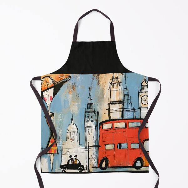 Item preview, London in Motion - Iconic City Landmarks and the Timeless Red Double Decker in Whimsical Urban Color designed and sold by OlfactoART Studio.