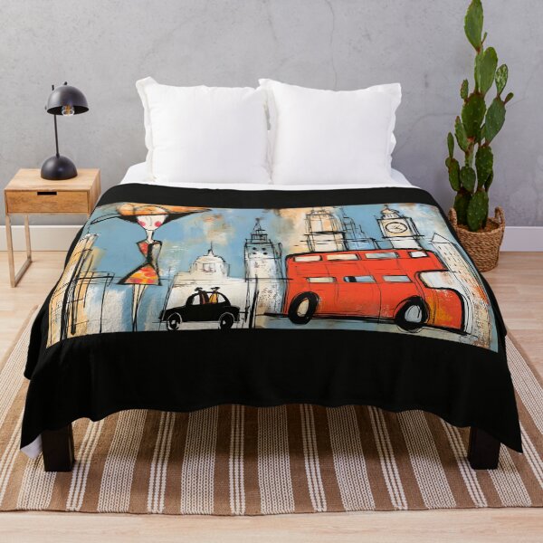 Item preview, London in Motion - Iconic City Landmarks and the Timeless Red Double Decker in Whimsical Urban Color designed and sold by OlfactoART Studio.