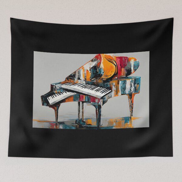 Item preview, Futuristic Grand Piano Reverie - Surreal Color Waves Flowing Through Music and Modern Imagination designed and sold by OlfactoART Studio.