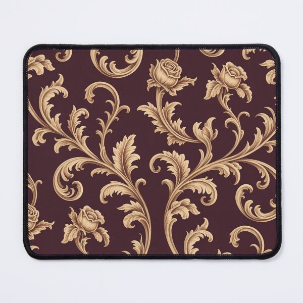 Item preview, Luxurious Baroque Gold Rose Pattern | Ornate Maroon Scroll Seamless Repeat designed and sold by Midnight Veil Designs.