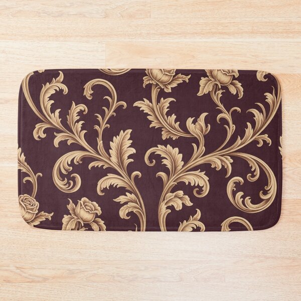 Item preview, Luxurious Baroque Gold Rose Pattern | Ornate Maroon Scroll Seamless Repeat designed and sold by Midnight Veil Designs.