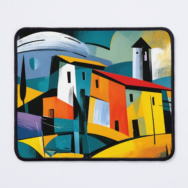 Item preview, Tuscany Through Angular Light - Vibrant Geometric Villages and Cypress Trees in Abstract Harmony designed and sold by OlfactoART Studio.
