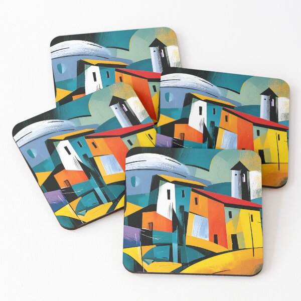 Item preview, Tuscany Through Angular Light - Vibrant Geometric Villages and Cypress Trees in Abstract Harmony designed and sold by OlfactoART Studio.