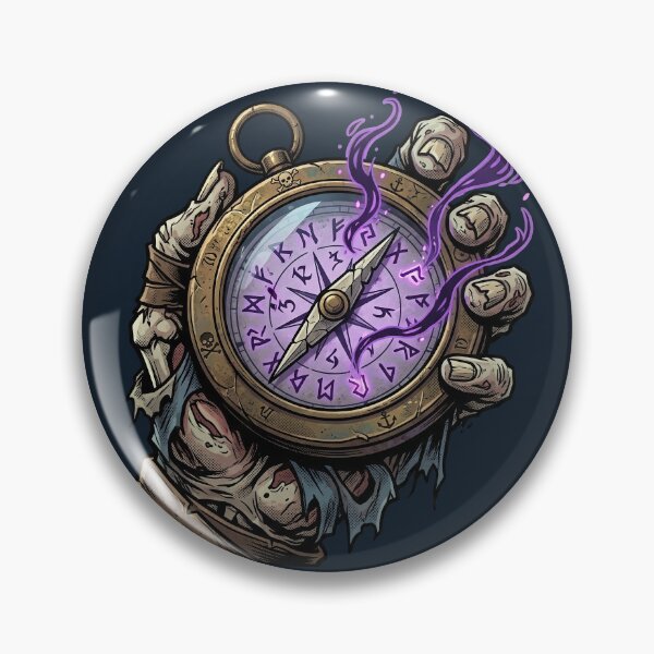 Item preview, Cursed Navigator - Skull Hand and Glowing Ancient Compass Tattoo designed and sold by PerfectTerrible.