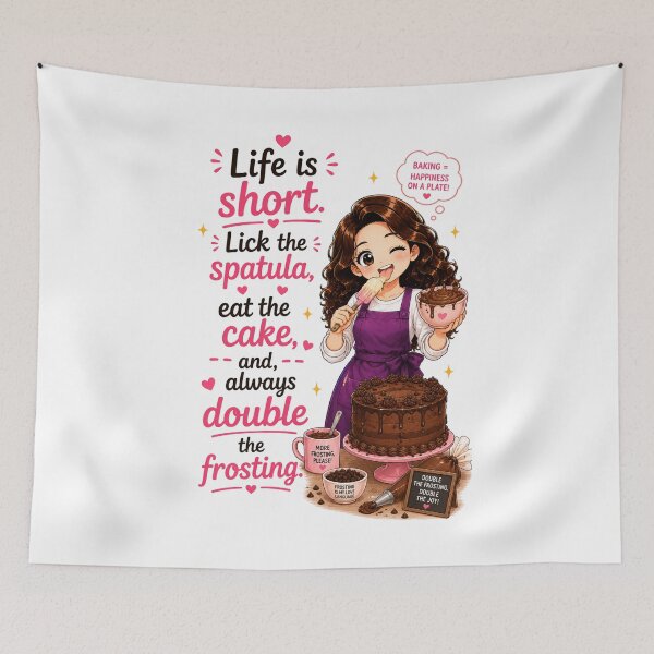 Item preview, Life is Short. Lick the Spatula, Eat the Cake, Double the Frosting. designed and sold by thecookiegallery.