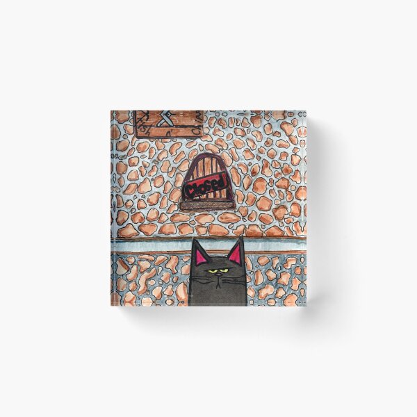 Item preview, Grumpy Black Cat Outside Closed Diner - Funny Cartoon Illustration designed and sold by Youknowmeasmax.