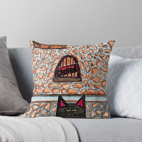 Item preview, Grumpy Black Cat Outside Closed Diner - Funny Cartoon Illustration designed and sold by Youknowmeasmax.