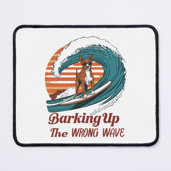 Item preview, Barking Up The Wrong Wave | Vintage Retro Surfing Dog designed and sold by AMBAYK.