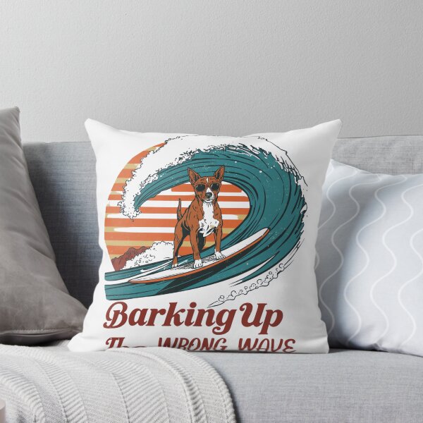 Item preview, Barking Up The Wrong Wave | Vintage Retro Surfing Dog designed and sold by AMBAYK.