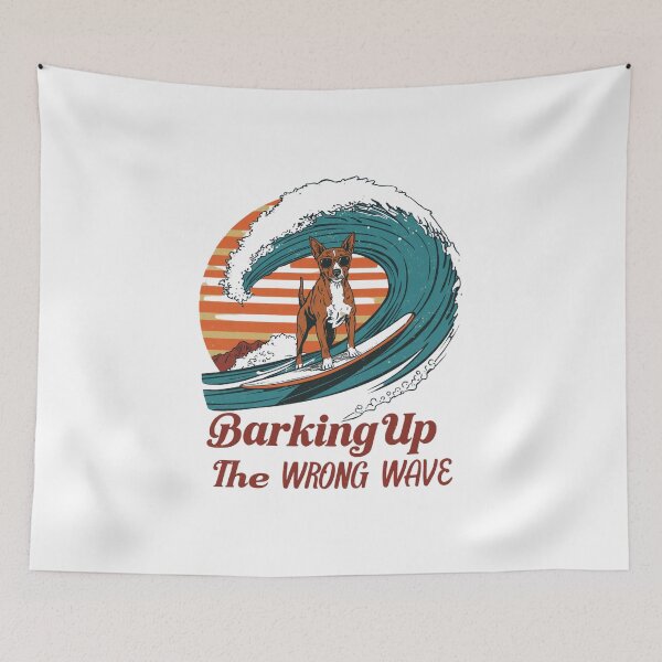 Item preview, Barking Up The Wrong Wave | Vintage Retro Surfing Dog designed and sold by AMBAYK.