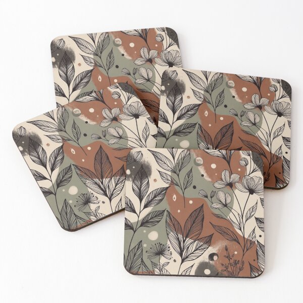 Item preview, Abstract Botanical Leaves Pattern | Boho Nature Illustration in Earth Tones designed and sold by GalleryPeak.
