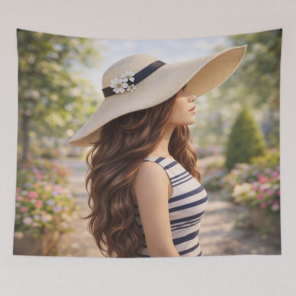 Item preview, Straw Hat and White Flowers designed and sold by Nonanany.