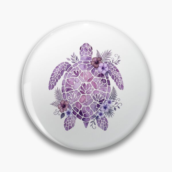 Item preview, Sea Turtle Watercolor Purple Tropical Hibiscus Flowers  designed and sold by SOUFIANE1991.