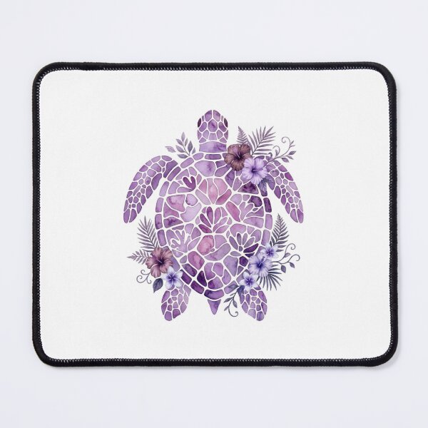 Item preview, Sea Turtle Watercolor Purple Tropical Hibiscus Flowers designed and sold by SOUFIANE1991.
