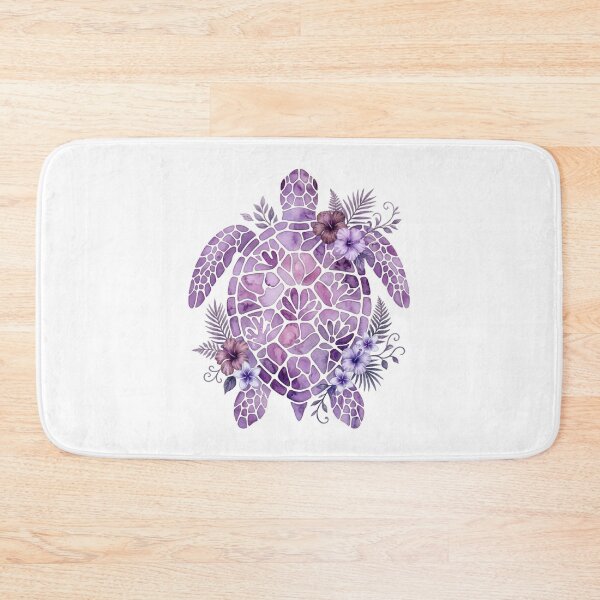 Item preview, Sea Turtle Watercolor Purple Tropical Hibiscus Flowers  designed and sold by SOUFIANE1991.