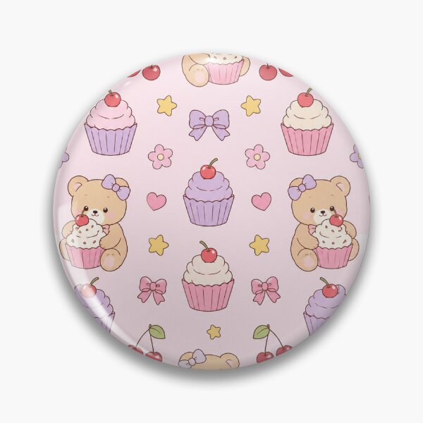 Item preview, Kawaii Cupcake Teddy Bear Pattern Cute Pastel Bakery Aesthetic designed and sold by Soft Berry Studio.