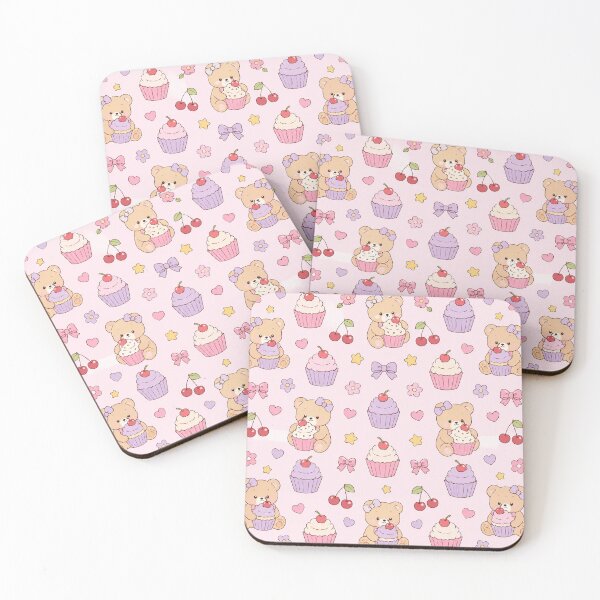 Item preview, Kawaii Cupcake Teddy Bear Pattern Cute Pastel Bakery Aesthetic designed and sold by Soft Berry Studio.