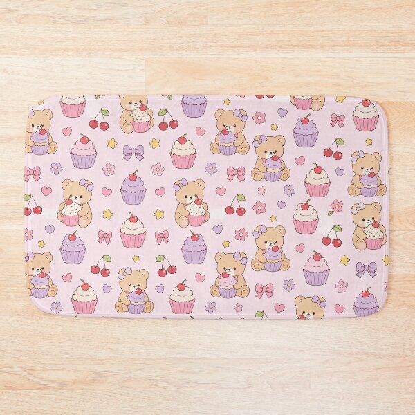 Item preview, Kawaii Cupcake Teddy Bear Pattern Cute Pastel Bakery Aesthetic designed and sold by Soft Berry Studio.