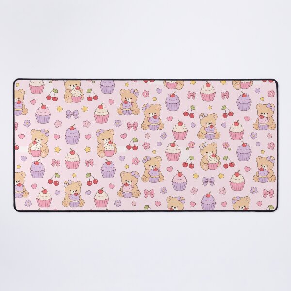 Item preview, Kawaii Cupcake Teddy Bear Pattern Cute Pastel Bakery Aesthetic designed and sold by Soft Berry Studio.