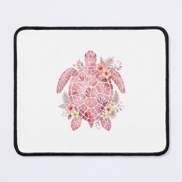 Item preview, Sea Turtle Watercolor Pink Tropical Hibiscus Flowers designed and sold by SOUFIANE1991.