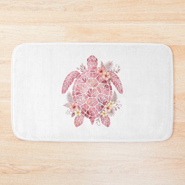 Item preview, Sea Turtle Watercolor Pink Tropical Hibiscus Flowers  designed and sold by SOUFIANE1991.