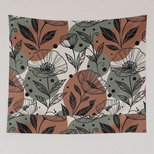 Item preview, Boho Poppy Floral Pattern | Vintage Botanical Flower Design designed and sold by GalleryPeak.