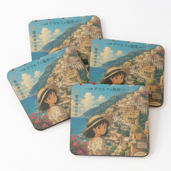 Item preview, Positano Amalfi Coast Retro Anime Travel Poster Japanese Edition designed and sold by ElartedeNoel.