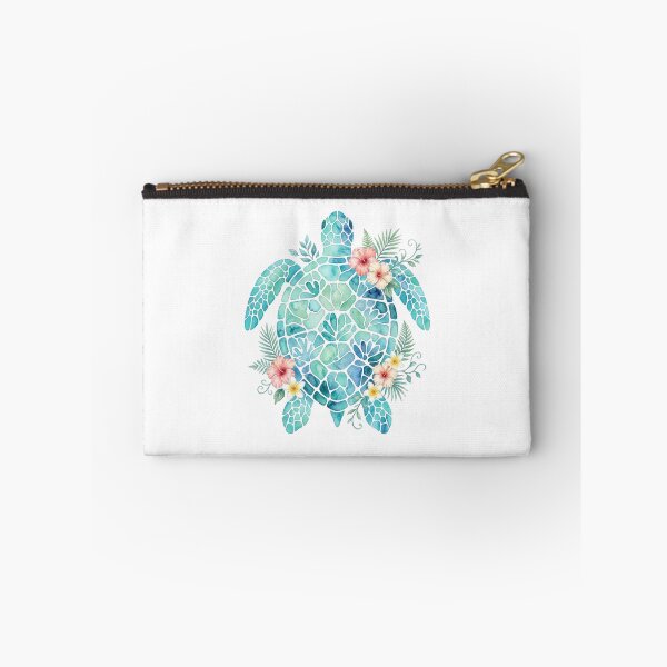 Item preview, Sea Turtle Watercolor Blue Tropical Hibiscus Flowers  designed and sold by SOUFIANE1991.