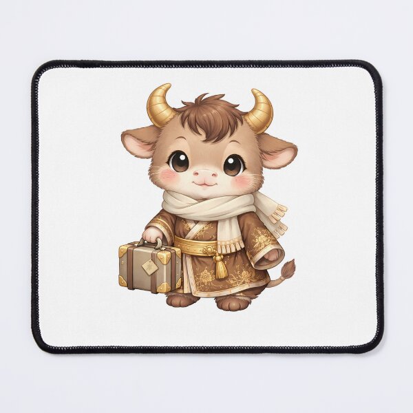 Item preview, Cute Chinese Zodiac Ox Traveler — Chibi Watercolor Lunar New Year Art designed and sold by Symbol Universe.