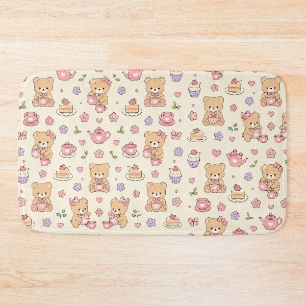 Item preview, Cozy Bakery Teddy Bear Pattern Cute Pastel Coffee Aesthetic designed and sold by Soft Berry Studio.