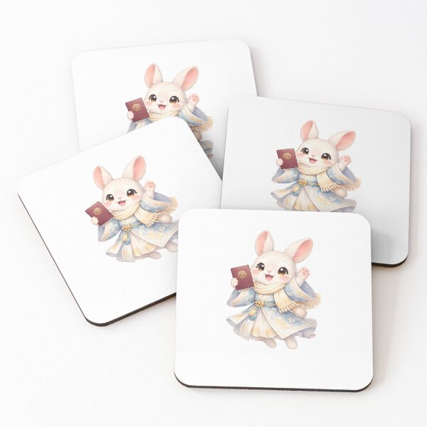 Item preview, Cute Chinese Zodiac Rabbit Traveler — Chibi Watercolor Lunar New Year Art designed and sold by Symbol Universe.