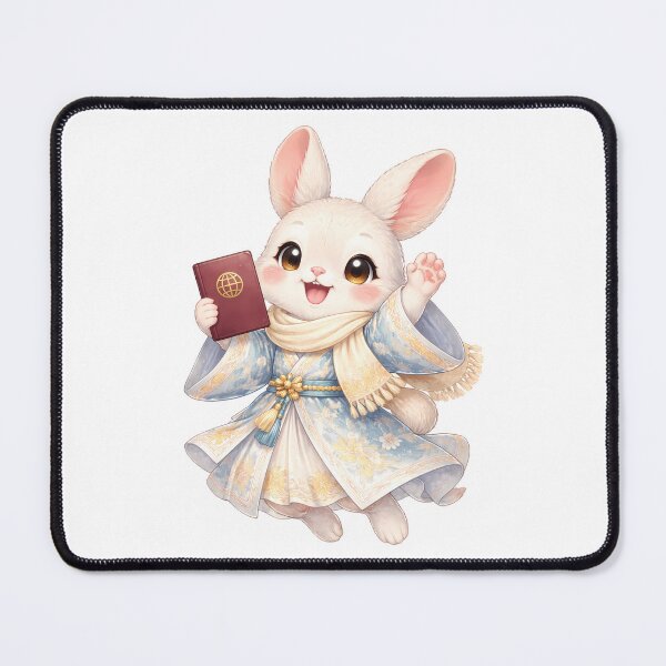 Item preview, Cute Chinese Zodiac Rabbit Traveler — Chibi Watercolor Lunar New Year Art designed and sold by Symbol Universe.